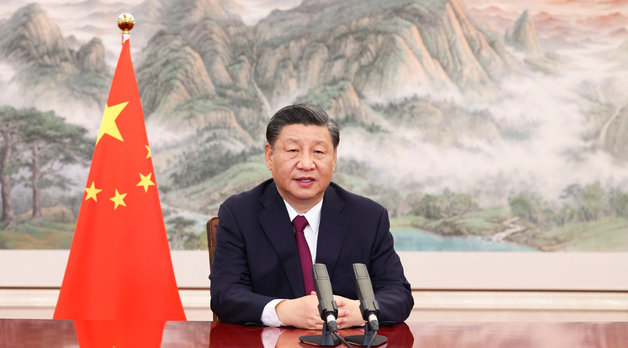 시진핑 중국 국가주석이 2022년 4월21일 보아오포럼 인사람을 하고 있다. @뉴스1
