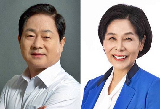 6·1 지방선거 경기 남양주시장 후보로 출마한 검사 출신 주광덕(왼쪽부터) 국민의힘 전 국회의원과 언론인 출신 최민희 더불어민주당 전 국회의원.<중앙선거관리위원회 선거통계시스템 제공 사진>