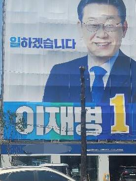 이재명 선거사무소 앞 가로수. 국민의힘 윤형선 인천 계양을 국회의원 보궐선거 후보 캠프 제공