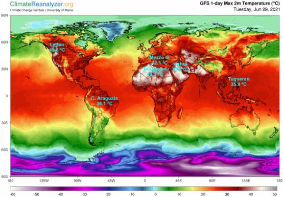 캐나다 리턴지역에서는지난해 6월 섭씨 49.6도까지 치솟았다. [사진=WMO]