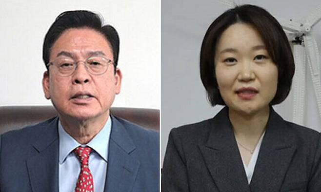 정우택 국민의힘 의원(왼쪽), 이소영 더불어민주당 의원