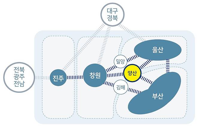 부산대 양산캠퍼스 지리적 위치(노란색) [부산대 제공. 재판매 및 DB 금지]