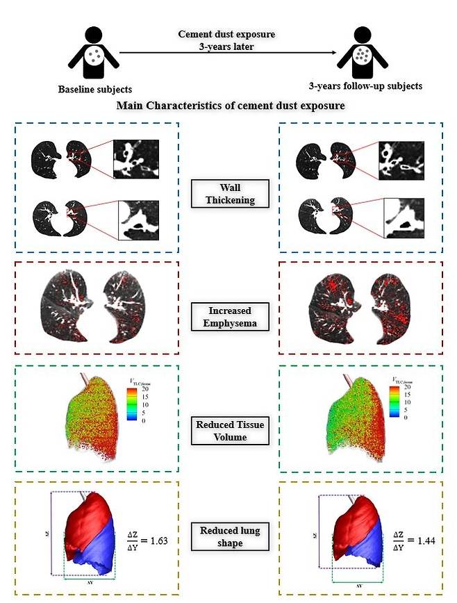 시멘트 분진 노출 주민의 기관지·폐 구조 변화 [경북대 기계공학부 최상헌 교수 제공. 재판매 및 DB 금지]