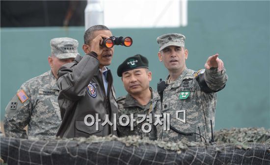 지난 2012년 3월, 오바마 대통령이 DMZ에 방문했을 때 모습(사진=아시아경제DB)