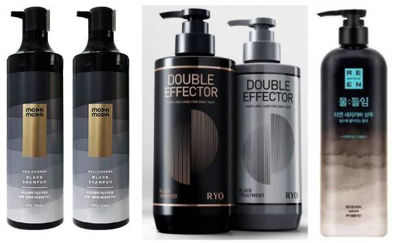 (왼쪽부터)모다모다·아모레퍼시픽·LG생활건강의 염색샴푸 제품. [사진=각 사]