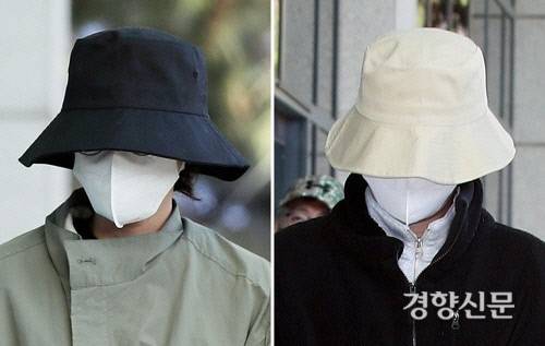 ‘계곡 살인’  주범 이모씨(왼쪽)와  조모씨가 지난달 16일 인천지검으로 압송되고 있다.|연합뉴스