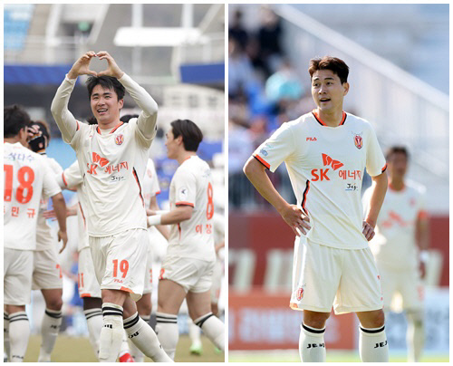 제주 김주공(왼쪽)과 조성준. 제공 | 한국프로축구연맹, 제주