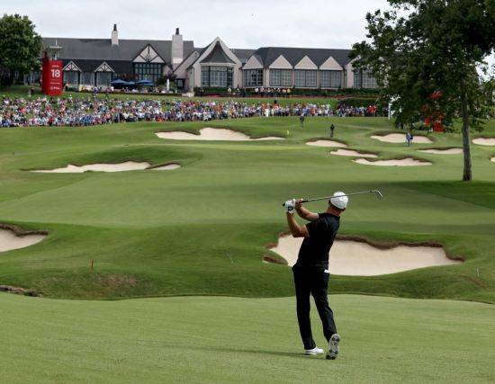 ‘PGA챔피언십 격전지’ 서던힐스골프장의 마지막 승부처 18번홀. 그린 주위가 온통 벙커다.