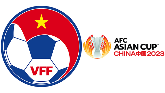 베트남축구협회(왼쪽), 중국 개최 예정 당시 2023 아시아축구연맹 아시안컵 로고