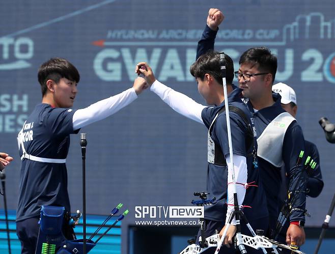 ▲ 한국 리커브 양궁 대표 팀이 '광주 2022 현대월드컵' 금메달을 석권했다. ⓒ 연합뉴스