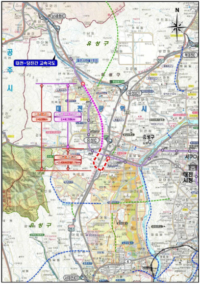 외삼~유성복합터미널 BRT 연결도로 건설공사 위치도. 대전시 제공
