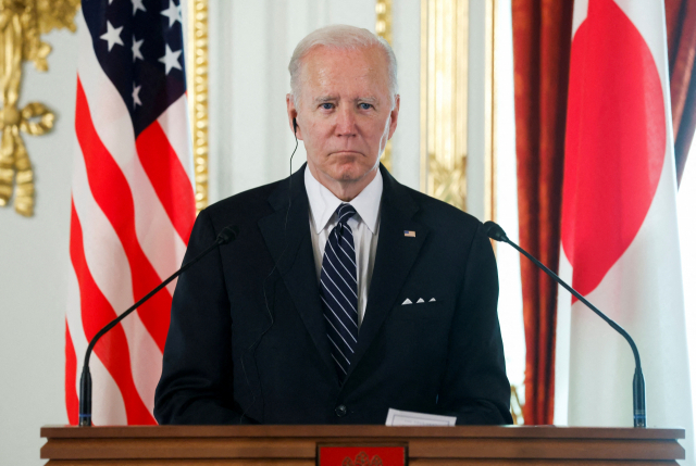 조 바이든 미국 대통령이 23일 미일정상회담 관련 기자회견을 하고 있다. 로이터연합