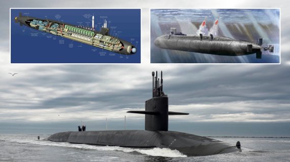 오하이오급 전략 핵잠수함(SSBN) USS 테네시, 미국은 오하이오급 핵잠수함을 14척 보유하고 있다. 승조원은 장교 15명과 수병 139명, 전장 170.7m, 함폭(Beam)12.8m, 배수량은 잠항시 1만8750t, 수상 1만6775t, 사실상 무제한 추진 성능의 GE사의 가압 경수형 원자로 1개 S8G형(자연 순환형). SLBM 발사관 24개 탑재로 트라이던트 II 미사일 한기당 475kt W88 열핵탄두 8발이 들어간다. 총 192발의 핵탄두를 투하할 수 있다. 한 척으로 웬만한 국가를 소멸시킬 수 있다는 평가를 받는다. 미 정규 항모 전단에는 1척 이상의 핵잠수함이 포함돼 있다. 자료=내셔널 인터레스트(national interest)