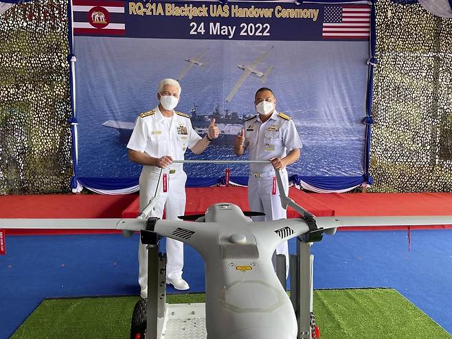 ''RQ-21A 블랙잭' 드론 태국 해군 인도식 모습. 2022.5.24 [주태국 미 대사관 홈페이지 캡처. 재판매 및 DB 금지]