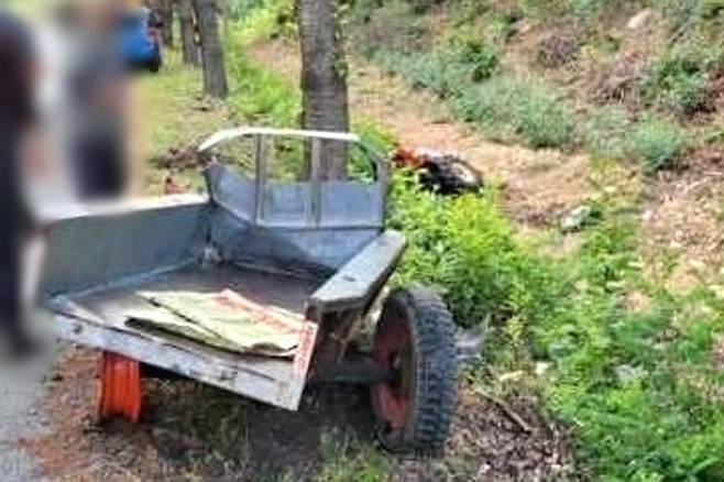 사고를 당한 경운기. [뉴스1]