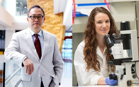 From left, Dr. Cha Kwang-yul, a global research and innovation leader at CHA Medical and Bio Group. Prof. Rachel West at Auburn University, the ninth winner of the Cha Kwang-Yul Stem Cell Award [CHA MEDICAL CENTER]