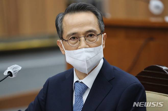 [서울=뉴시스] 고범준 기자 = 김규현 국가정보원장 후보자가 25일 오전 서울 여의도 국회 인사청문회에서 발언하고 있다. (공동취재사진) 2022.05.25. photo@newsis.com