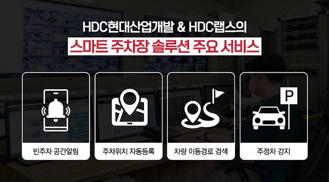 HDC현대산업개발과 HDC랩스가 개발한 '스마트 주차장 솔루션'의 주요 서비스. HDC현대산업개발 제공