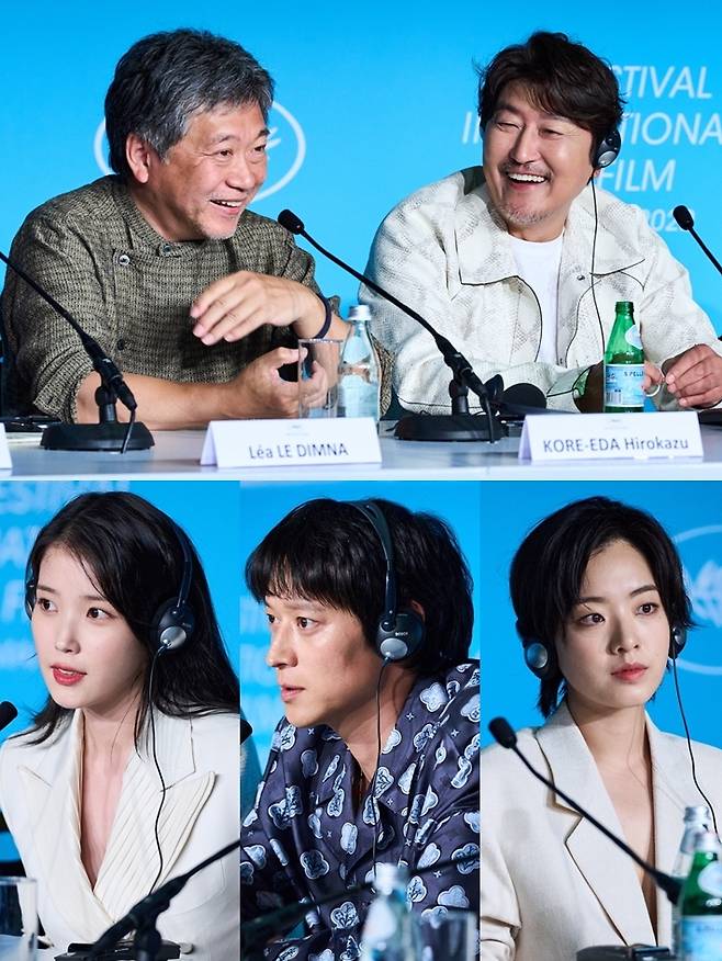 왼쪽부터 시계방향으로 고레에다 히로카즈 감독, 송강호, 이주영, 강동원, 이지은. CJ ENM 제공