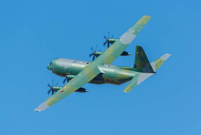 한국 공군 C-130 수송기가 성능 점검을 위해 비행을 하고 있다. 세계일보 자료사진