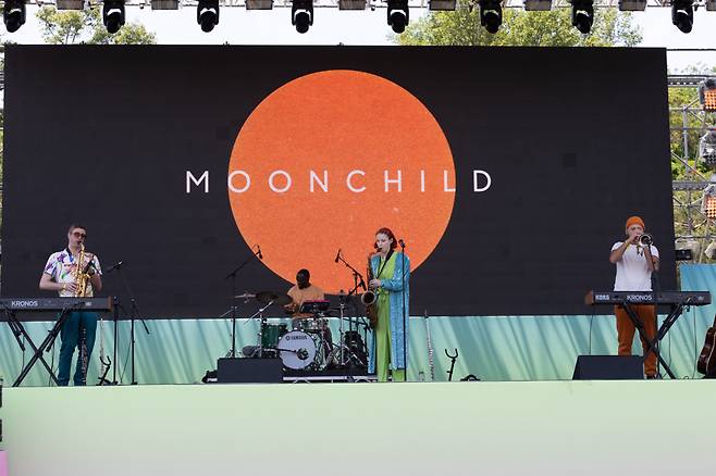 Los Angeles-based jazz trio Moonchild performs onstage at Seoul Jazz Festival at the Olympic Park’s 88 Jandi Madang, in southeastern Seoul, on Friday. (Seoul Jazz Festival)