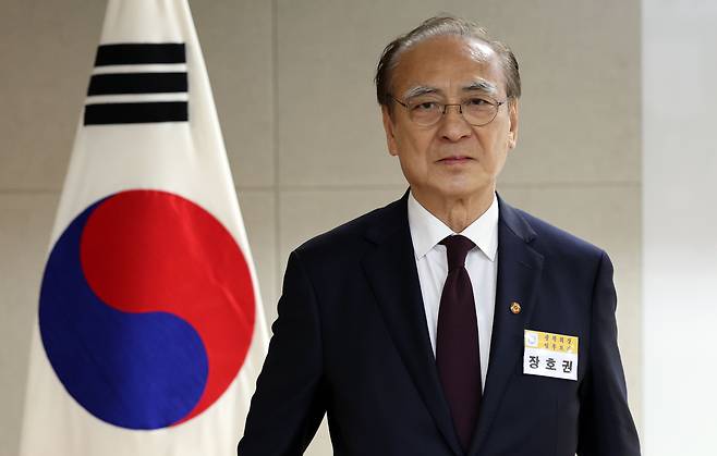 31일 서울 여의도 광복회관에서 장호권 신임 광복회장이 인사말을 하고 있다. /연합뉴스