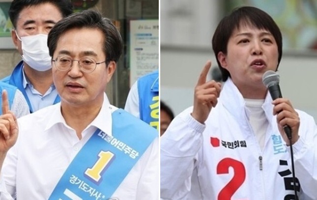 김동연(왼쪽), 김은혜 경기지사 후보. 연합뉴스