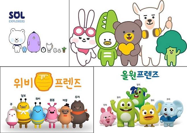 왼쪽 위부터 시계방향으로 신한은행의 '쏠 익스플로러스', KB국민은행의 '스타프렌즈' , NH농협은행의 '올원 프렌즈', 우리은행의 '위비 프렌즈'. /각 사 제공