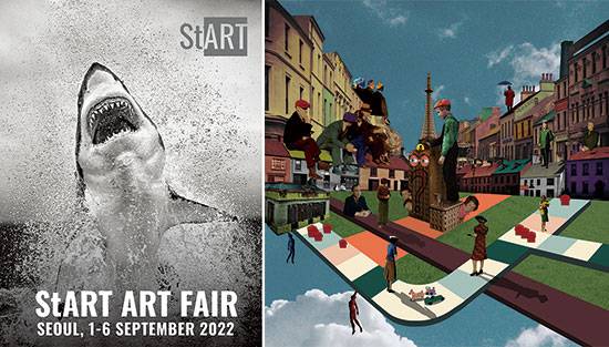 스타트 아트페어 서울 2022 포스터(사진 스타트아트코리아). Regina Kim ‘My Monopoly’, Digital Collage Diasec print, 120x120cm(2022)