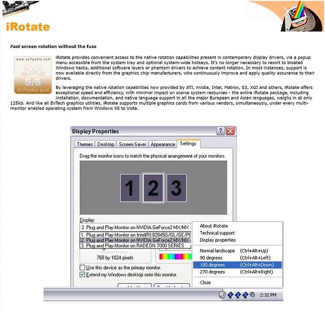 아이로테이트(iRotate)를 이용하면 단축키 하나로 손쉽게 화면 회전이 가능하다. 출처=아이로테이트 홈페이지 캡처