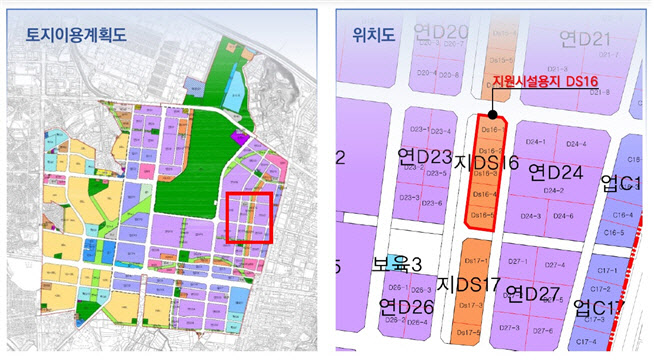 분양대상 용지 토지이용계획도 및 위치도