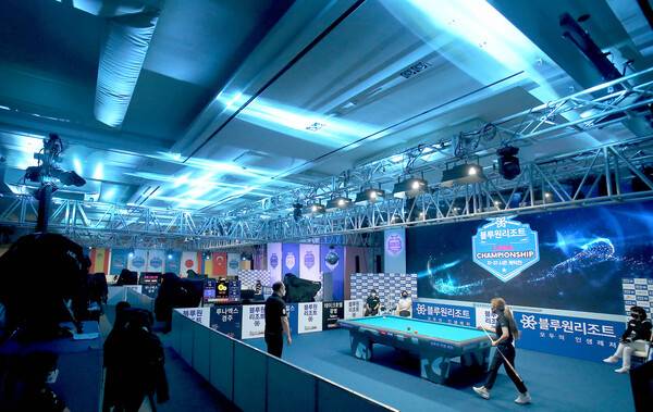사진은 지난 시즌인 21-22시즌 개막전 '블루원리조트 PBA-LPBA 챔피언십' 대회장 전경. 사진=프로당구협회 제공