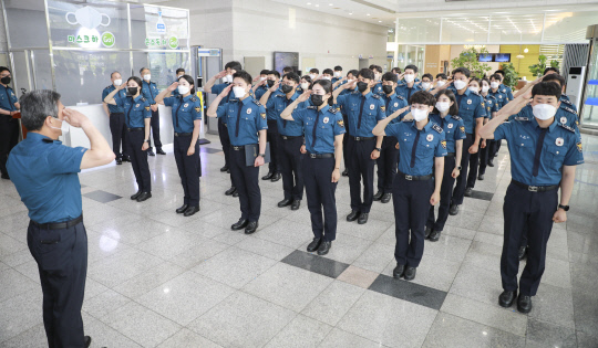 대전경찰청은 20일 신임 310기 42명에 대한 전입 신고식과 환영회를 열었다. 사진=대전경찰청 제공