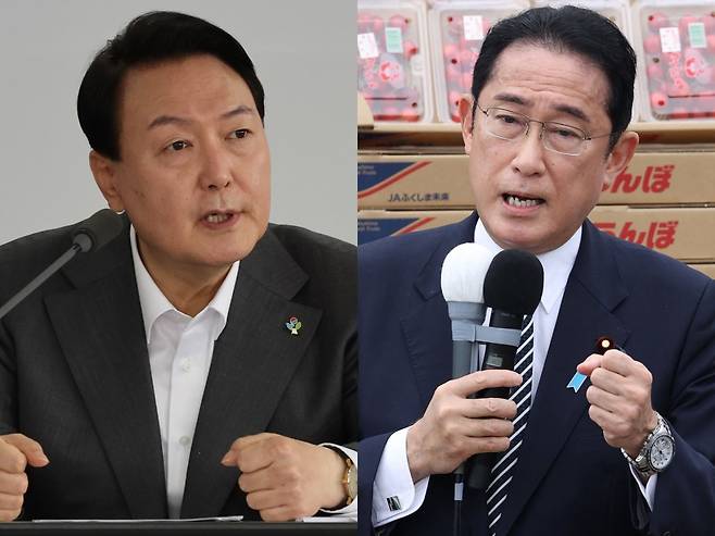 South Korean President Yoon Suk-yeol (left) (Yonhap) / Japanese Prime Minister Fumio Kishida (Jiji Press-Yonhap)