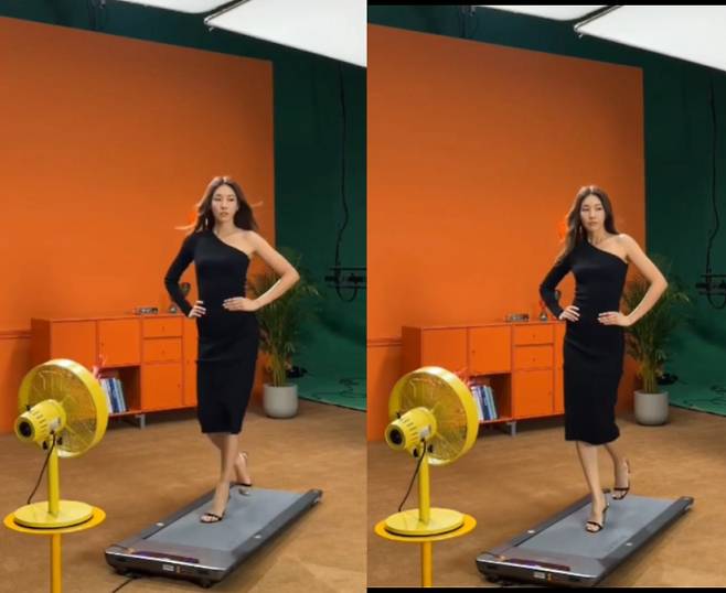 모델 한혜진이 힐을 신고 런닝머신을 걸어 모두를 놀라게 했다. /사진=한혜진 인스타그램