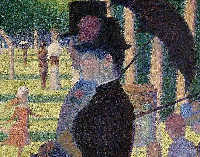 조르주 쇠라, 그랑드자트 섬의 일요일 오후(일부 확대), 1886, 308 x 207 cm