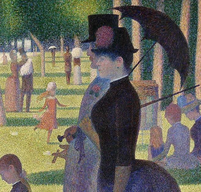 조르주 쇠라, 그랑드자트 섬의 일요일 오후(일부 확대), 1886, 308 x 207 cm