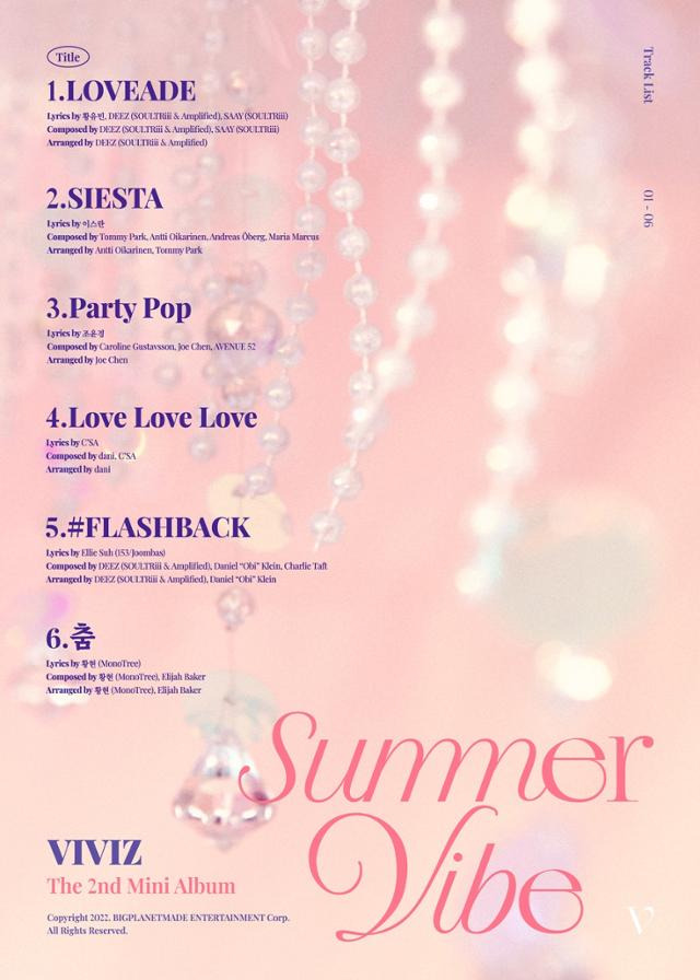 비비지는 26일 자정 공식 SNS를 통해 두 번째 미니앨범 '서머 바이브(Summer Vibe)'의 트랙리스트 이미지를 공개했다. 빅플래닛메이드 제공