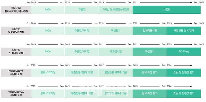 바이오에프디엔씨가 진행 중인 약리물질 R&D 및 사업화 로드맵. (제공=바이오에프디엔씨)