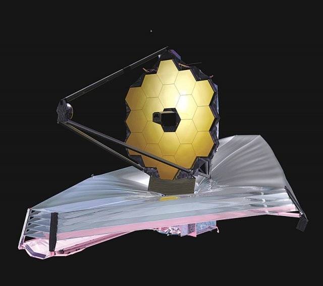 미국항공우주국(NASA)이 지난해 12월 우주로 보낸 ‘제임스 웹 우주망원경(JWST)’. 외계 생명체에 대한 실마리를 포착할 것으로 기대하고 있다. 사진 출처 위키피디아
