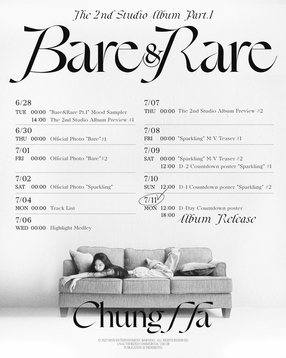 Promotion schedule for Chungha's second full-length album ″Bare & Rare″ [MNH ENTERTAINMENT]