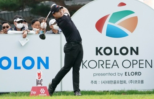 김민규가 한국오픈 마지막 경기를 시작하고 있다.