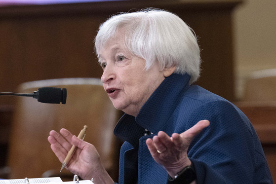 Treasury Secretary Janet Yellen testifies before the House Ways and Means Committee during a hearing on the 2023 on Capitol Hill in Washington, Wednesday, June 8, 2022. [AP]