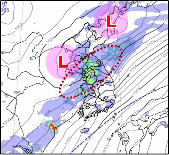 29일 강수 예상 일기도 [사진 = 기상청]