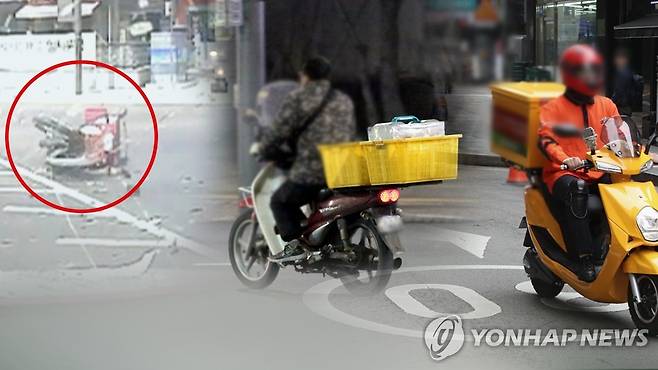 이륜차 교통사고 증가…배달 운전자 사망 최다 (CG) [연합뉴스TV 제공]
