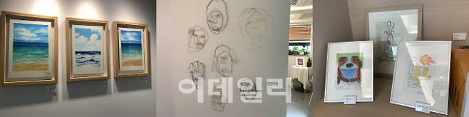 새움 곳곳에 걸린 유가족들의 미술 작품.(사진=김윤정 기자)