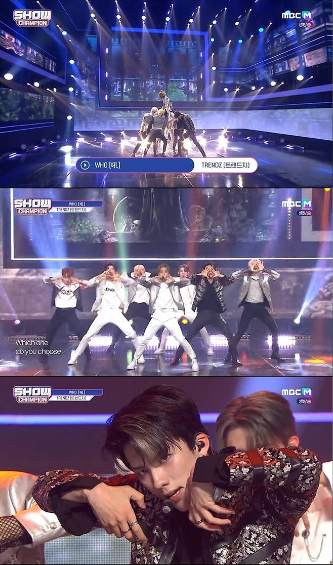 ‘쇼챔피언’ 트렌드지가 강렬 퍼포먼스를 꾸몄다.사진=MBC M‘쇼챔피언’ 방송캡처
