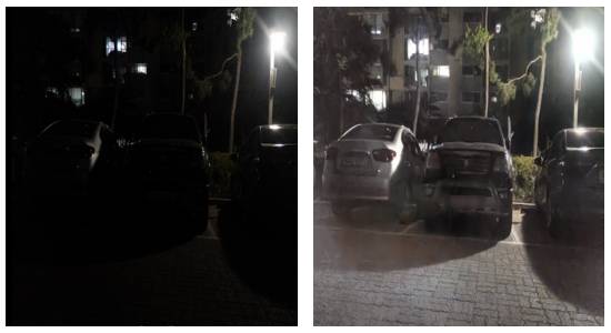 한화시스템이 독자개발한 AI 업스케일링 조도개선 예시/사진=한화시스템