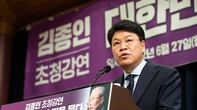 지난 27일 국민의힘 장제원 의원이 서울 여의도 국회 의원회관에서 열린 당내 의원모임인 '대한민국 미래혁신포럼'에서 인사말을 하고 있다/ 사진=국회사진기자단