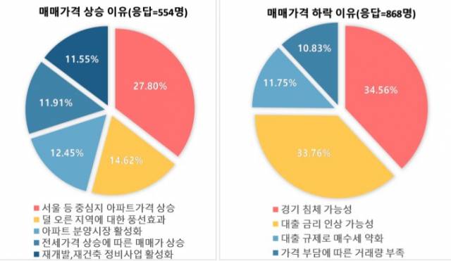 하반기 주택 매매 가격 전망 요인. 응답 비중이 낮은 일부 의견은 제외. 부동산R114 REPS